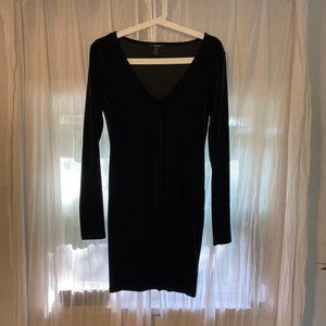 Black Form Fitting Velour Dress